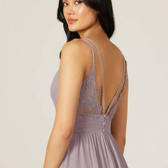 Azazie Blake Elegant Evening Gown or Bridesmaid Dress in Taupe - Picture 5 of 6